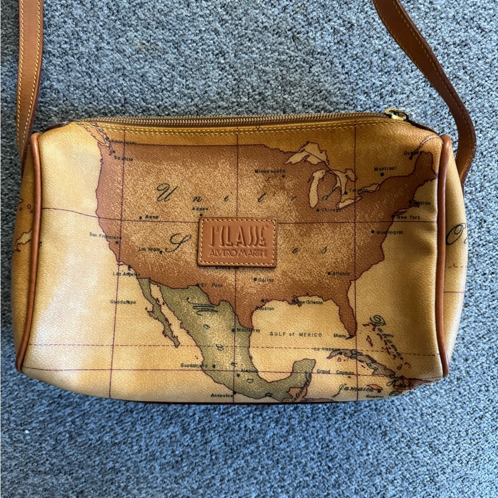 Alviero Martini Map Print Crossbody Bag